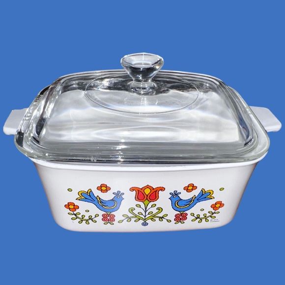 1975 7 PC Vintage Corning Ware Country Festival 1 Casserole Dish & 3 Sauce Pans - Picture 3 of 10